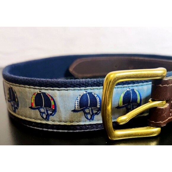 Vineyard Vines Kentucky Derby Canvas and Leather Tipped Men's belt Size 36 - Picture 13 of 16